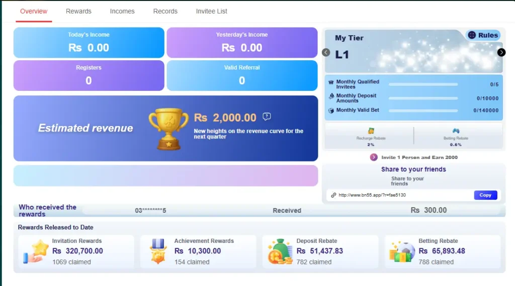 BN55 Game referral program